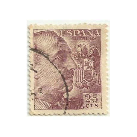 (1048)  1949-53. 25 Céntimos. General Franco (Usado)