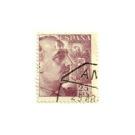 (1048)  1949-53. 25 Céntimos. General Franco (Usado)