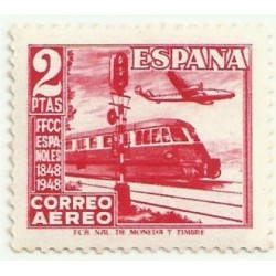 (1039)  1948. 2 Pesetas. Centenario del Ferrocarril (Nuevo)