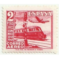 (1039)  1948. 2 Pesetas. Centenario del Ferrocarril (Nuevo)