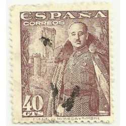(1027)  1948-54. 40 Céntimos. General Franco y Castillo de la Mota (Usado)