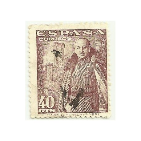 (1027)  1948-54. 40 Céntimos. General Franco y Castillo de la Mota (Usado)