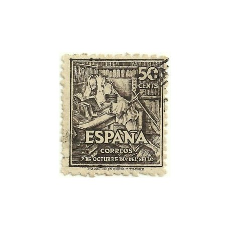 (1012)  1947. 50 Céntimos. IV Cent. nacimiento de Cervantes (Usado)