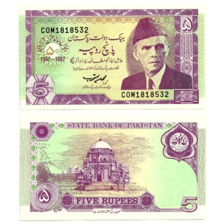 (44) Pakistán. 1997. 5 Rupees (SC)