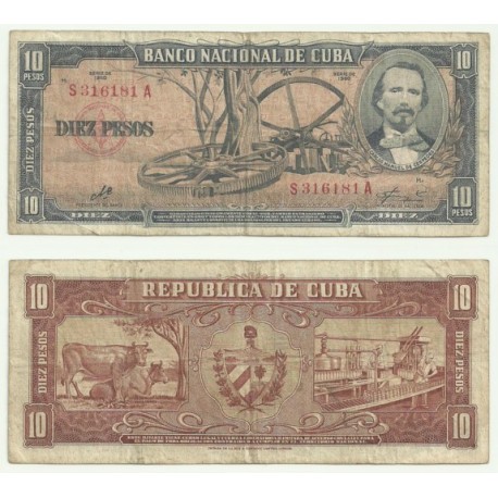 (88.c) Cuba. 1960. 10 Pesos (MBC)