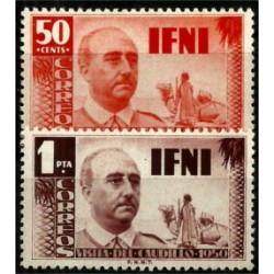 Sidi ifni. 1950. 50 Céntimos + 1 Peseta. Visita del Caudillo