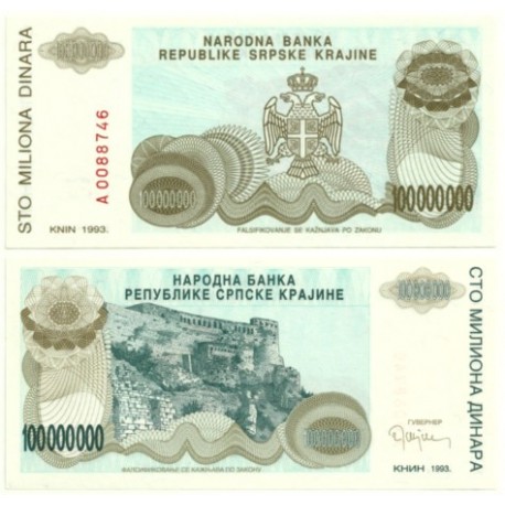 (R25) Croacia. 1993. 100.000.000 Dinara (SC)