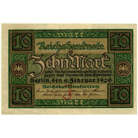 (67a) Imperio Alemán (Weimar). 1920. 10 Mark (EBC+)