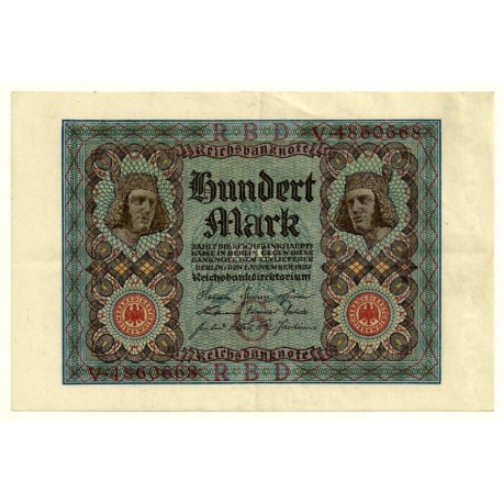 (69a) Imperio Alemán (Weimar). 1920. 100 Mark (EBC+)