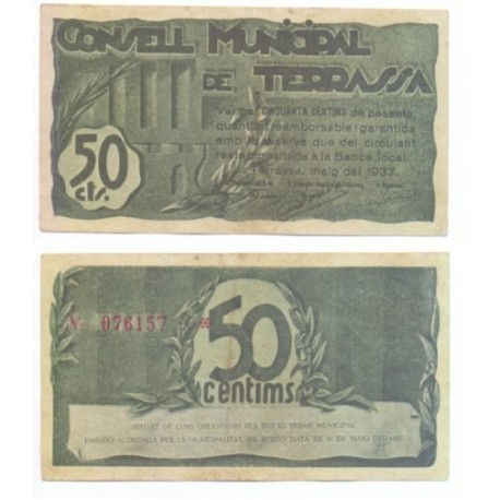 Terrassa [1937] Billete de 50 Cèntims (EBC)