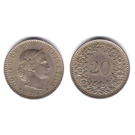 (29a) Suiza. 1961(B). 20 Rappen (EBC)