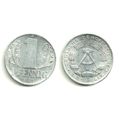 (8.1) Alemania Democrática. 1968(A). 1 Pfennig (EBC)