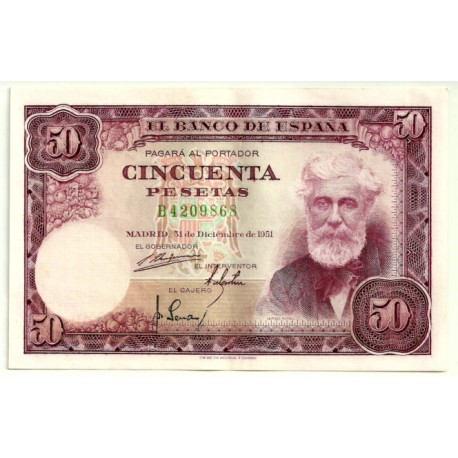[1951] Billete de 50 Pesetas (EBC) Serie B