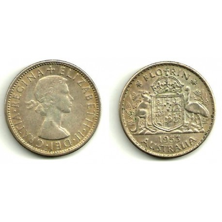 (54) Australia. 1953. 1 Florin (EBC) (Plata)
