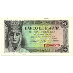 [1943] Billete de 5 Pesetas (SC) Serie F