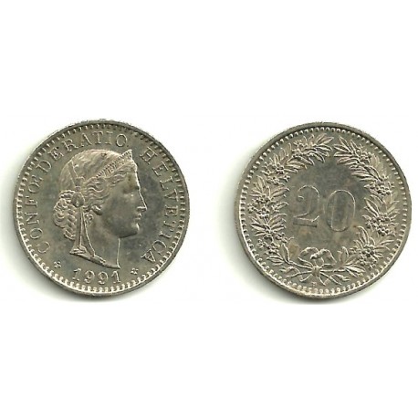 (29a) Suiza. 1991. 20 Rappen (MBC)