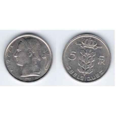 (134.1) Belgica. 1977. 5 Francs (EBC)