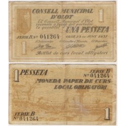 Olot [1937] Billete de 1 Peseta (MBC)