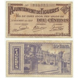Figueres [1937] Billete de 10 Céntimos (MBC)