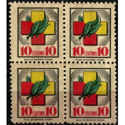 Sello Fiscal. Hijos de Fournier (Vitoria). 10 Céntimos (Bloque de 4)