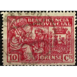 Sello Fiscal. Beneficencia Provincial de Orense. 10 Céntimos