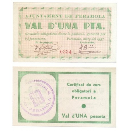 Peramola. 1937. 1 Peseta (SC)
