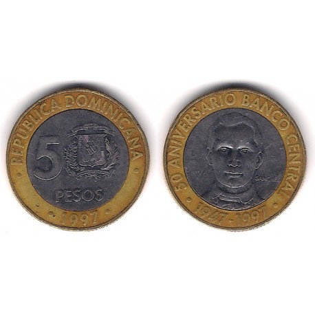 (88) República Dominicana. 1997. 5 Pesos (BC+)