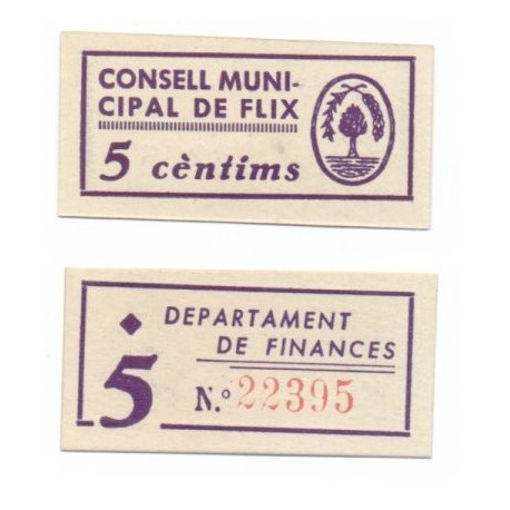 Flix [1937] Billete de 5 Cèntims (SC)