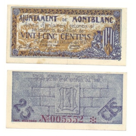 Montblanc [1937] Billete de 25 Cèntims (EBC)