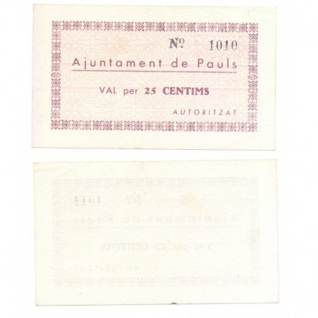 Pauls [1937] Billete de 25 Cèntims (SC)