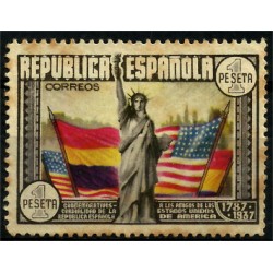 (763) 1938. 1 Peseta. CL Aniv. Constitución de los EE.UU (Nuevo, con marca de fijasellos)