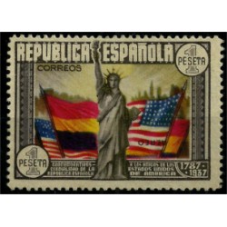 (763) 1938. 1 Peseta. CL Aniv. Constitución de los EE.UU (Nuevo, con marca de fijasellos)
