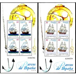 (3415 Y 3416) 1996. 4x 30 Pesetas y 4x 60 Pesetas. 2 Hojitas. Barcos de Época