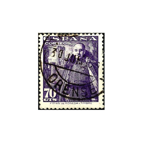 (1030) 1948-54. 70 Céntimos. General Franco y Castillo de la Mota