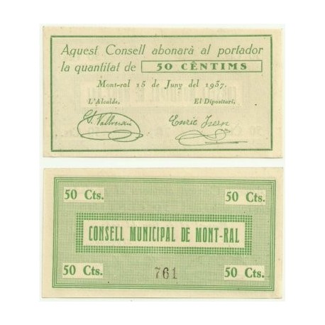 Mont-Ral. 1937. 50 Céntimos (SC)