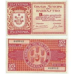 Barbastro [1937] Billete de 25 Céntimos (SC)