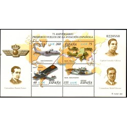 (3790) 2001. 40, 75, 155, 260 Pesetas (3,18 Euro). Aviación. 75 Aniv. primeros vuelos