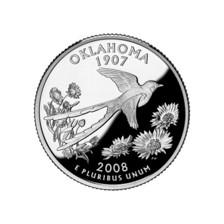 (421) Estados Unidos de América. 2008(D). Quarter Dollar (SC) Oklahoma