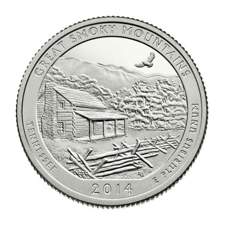 Estados Unidos de América. 2014(P). Quarter Dollar (SC) Great Smoky Mountains