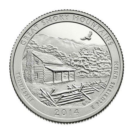 Estados Unidos de América. 2014(P). Quarter Dollar (SC) Great Smoky Mountains