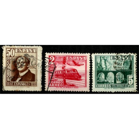 (1037 a 1039) 1948. Serie Completa. Centenario del Ferrocarril