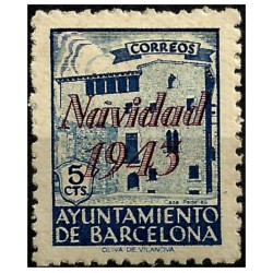 (54) Exposición Internacional de Barcelona. 1943. 5 Céntimos. Sobrecarga NAVIDAD 1943