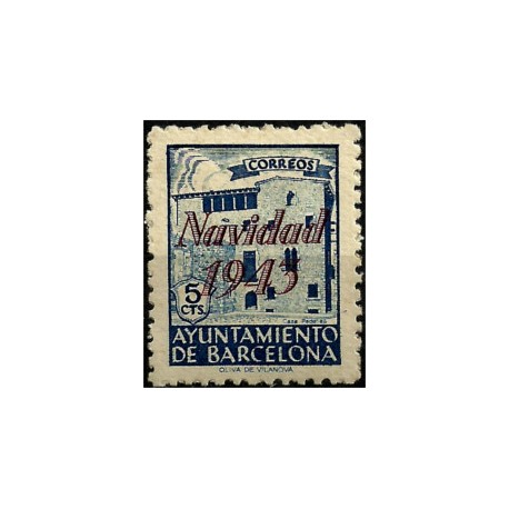 (54) Exposición Internacional de Barcelona. 1943. 5 Céntimos. Sobrecarga NAVIDAD 1943