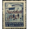 (54) Exposición Internacional de Barcelona. 1943. 5 Céntimos. Sobrecarga NAVIDAD 1943