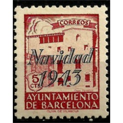 (53) Exposición Internacional de Barcelona. 1943. 5 Céntimos. Sobrecarga NAVIDAD 1943