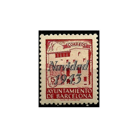(53) Exposición Internacional de Barcelona. 1943. 5 Céntimos. Sobrecarga NAVIDAD 1943