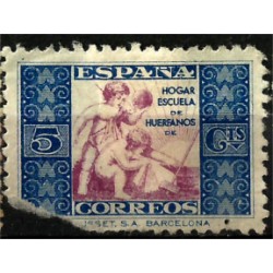 Hogar Escuela de Huerfanos. 1934. 5 Céntimos. Roturas