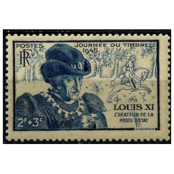 (B196) Francia. 1945. 2 + 3 Francs. Día del Sello. Luis XI (Nuevo)