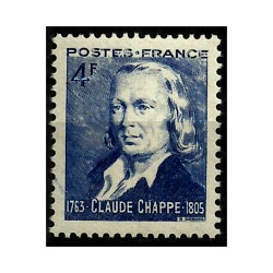 (474) Francia. 1944. 4 Francs. Claude Chappe (Nuevo)