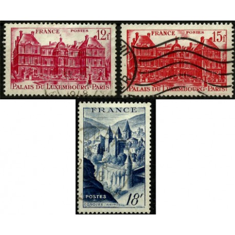 (591 a 593) Francia. 1948. Serie Completa. Vistas (Usado)